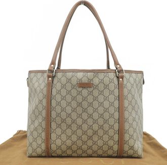 Gucci Beige Brown Gg Supreme Leather Handbag Shoulder Bag Tote Bag (Pre-Owned)