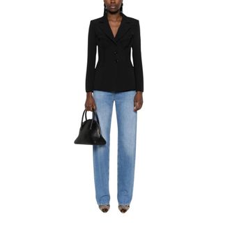 Elisabetta Franchi Jeans met logodetail - Dames - Jeans - Blauw - Maat: W28 Katoen