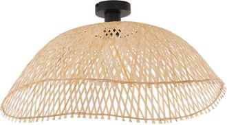 QAZQA Qazqa - Art D&eacute;co L&aacute;mpara De Techo Art D&eacute;co Negra Con Bamb&uacute; Natural 60 Cm - Alka Bamb&uacute; /met&aacute;lica Redonda Adecuado Para Led Max. 1 X 15 Watt