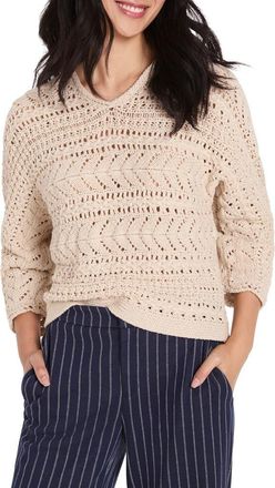Nic+Zoe Openwork Sweater in Pale Sisal at Nordstrom, Size Xx-Large