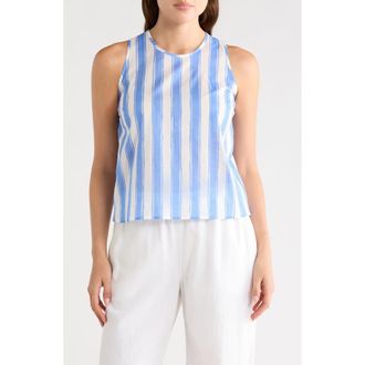Renee C Striped Cotton Sleeveless Top in Blue/White at Nordstrom Rack, Size X-Small