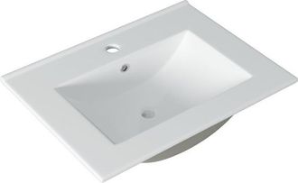 Adema Chaci Badkamermeubelset - 60x46x57cm - 1 keramische wasbak wit - 1 kraangat - 2 lades - eiken