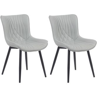 Clp Juego De 2 Sillas De Comedor Brady Gris Simil Cuero