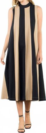 THML Clothing Melody Colorblock Halter Dress In Black Bold Stripe