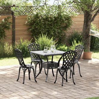 vidaXL 5 Piece Garden Dining Set - Black Cast Aluminum vidaXL