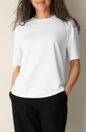 Eileen Fisher Crewneck Relaxed T-shirt in White at Nordstrom, Size Xx-Small