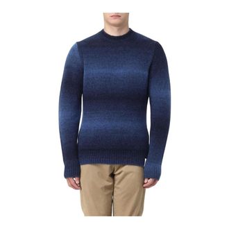 Brooksfield Round-neck Knitwear, male, Blue, M, Ombre Crew Neck Knit Jumper