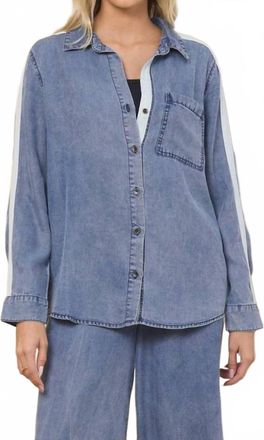Vintage Havana Tencel Shirt With Contrast Taping In Washed Denim W/ Ivory