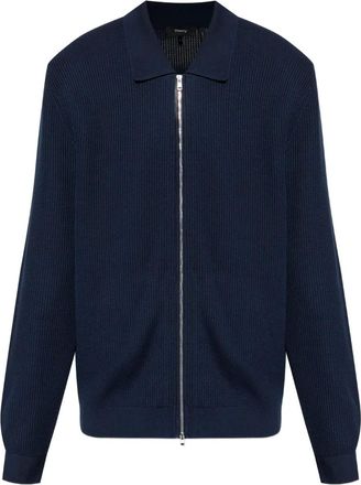 Theory Cardigan a coste con zip - Blu