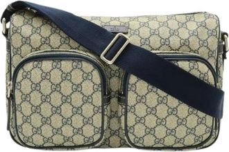 Gucci Pre-owned GG Supreme PVC Coated Canvas Leather Shoulder Bag - Heren - Vintage Schoudertas - Beige - ONE Size - Vintage