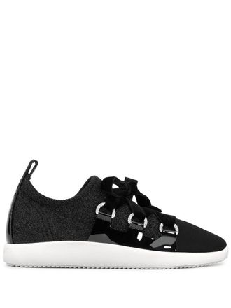 Giuseppe Zanotti Maggie knitted-upper sneakers - women - Fabric/Fabric/Patent Leather/Rubber - 39 - Black