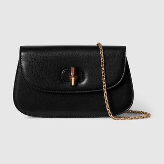 Gucci Bamboo Clutch, Black, Leather