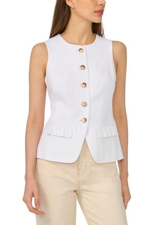 CeCe by Cynthia Steffe Front Button Fitted Vest in Ultra White at Nordstrom, Size Xx-Large