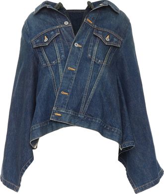 Junya Watanabe 2017 washed blue denim deconstructed flare caped jacket M