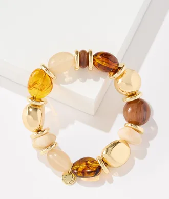 Talbots Chunky Bead Stretch Bracelet - Burnt Copper/Gold - 001 Talbots
