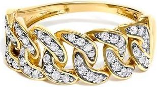 House of Brilliance 14K Yellow Gold Plated Sterling Silver 1/3 ctw Diamond Curb Link Band Ring in Yellow Gold Over Silver at Nordstrom, Size 7
