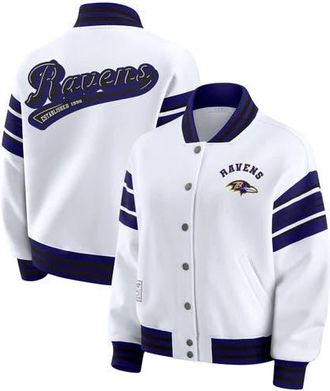 WEAR by Erin Andrews Womens WEAR by Erin Andrews White Baltimore Ravens Plus Size Full-Snap Fleece Sweatshirt Jacket at Nordstrom, Size 3X