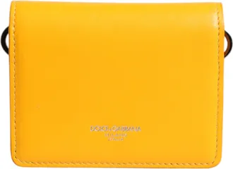 Dolce & Gabbana Yellow Leather Bifold Card Holder Crossbody Mens Bag (Pre-Owned)