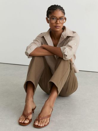 Reiss Tan Leather Lizard-effect Kitten-heel Sandals, X09