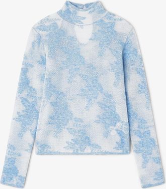 Ganni Blue Sheer Turtleneck