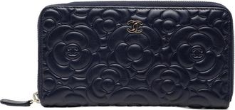 Chanel Pre-owned Wallets, female, Blue, Size: ONE SIZE Pre-owned Embossed Leather Wallet