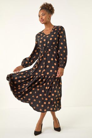 Roman Polka Dot Midi Dress