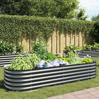 vidaXL Garden Raised Bed 94.4x31.4x17.3 galvanized Steel Gray, 45528