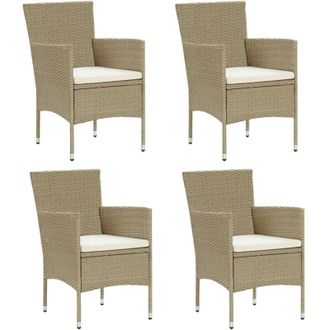 vidaXL Vidaxl - Sedie da Pranzo per Giardino 4 pz in Polyrattan Beige