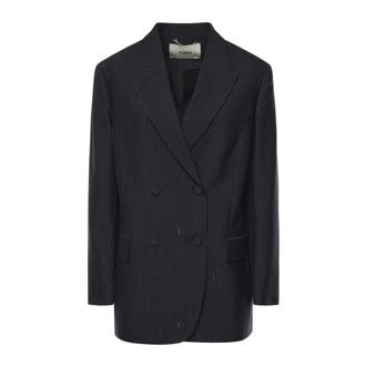 Fendi Double-Breasted Blazer - female - Fendi - Blazers - Blue - XS - Jackets