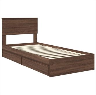 vidaXL Storage Bed with Drawer Brown Oak 90 x 190 cm Engineered Wood vidaXL