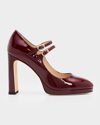 Stuart Weitzman 100mm Babette Patent Leather Platform Mary Jane Pumps