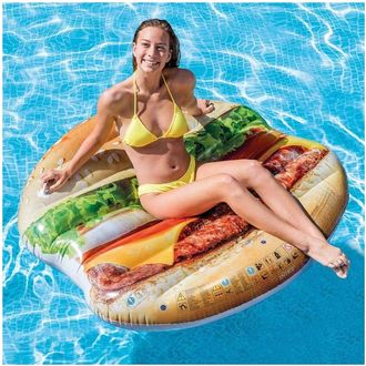 Trade Shop Trade Shop - Materassino Isola Gonfiabile Stampa Hamburger Pvc Mare Piscina 145 X 142 Cm