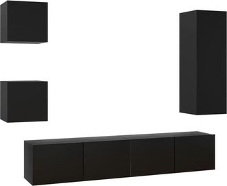 vidaXL Vidaxl - Set De Muebles De Tv 5 Piezas Madera Contrachapada Negro