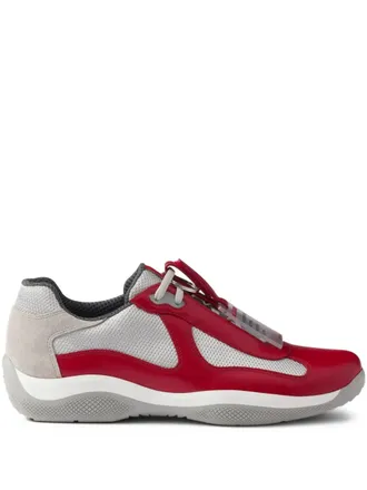 Prada Americas Cup sneakers - men - Mesh/Calf Leather/Fabric/Rubber - 10.5 - Red