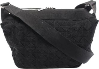 Bottega Veneta Pre-owned Cross Body Bags, female, Black, Size: ONE SIZE Pre-owned Intrecciato Webbing Nylon Canvas Shoulder Bag
