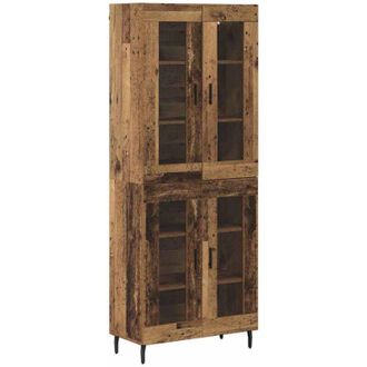 vidaXL Highboard 2 pcs Old Wood Engineered Wood and Glass vidaXL