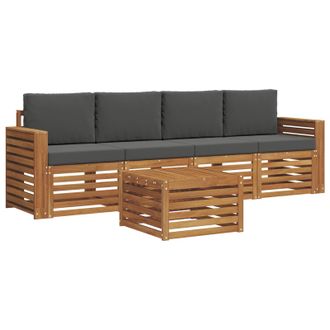 vidaXL Conjunto De Sof&aacute;s De Exterior 5 Pcs Natural Y Antracita Vidaxl