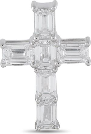 Luxury Bazaar 18K White Gold 3.20ct Diamond Cross Pendant ACR-19420