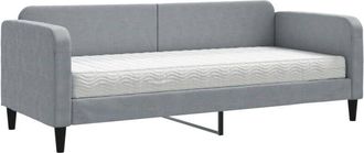 vidaXL Vidaxl - Sof&aacute; Cama Con Colch&oacute;n Tela Gris Claro 80x200 Cm