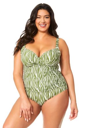 Anne Cole Womens Plus Sierra Woodblock Underwire Surplice One Piece Swimsuit at Nordstrom, Size 16W