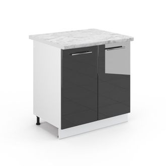 Vicco Armario Bajo Para Fregadero Fame-line, Antracita Alto Brillo, 80 Cm, Et M&aacute;rmol Vicco