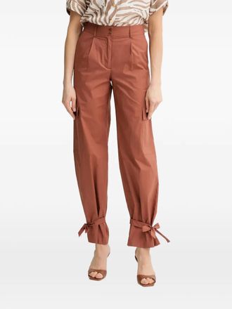 Guess Co bow-detail cargo pants - women - Cotton - 44 - Brown