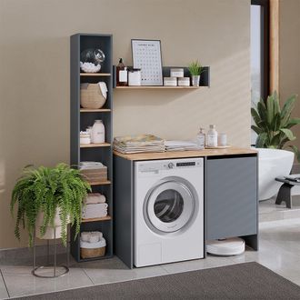 Vicco Armario Para Lavadora Viktor, Antracita/roble Dorado, 119.6 X 88.2 Cm Con 1 Puerta, Vicco
