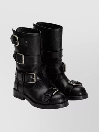 Dolce & Gabbana stylish mid-calf round toe chunky heel boots
