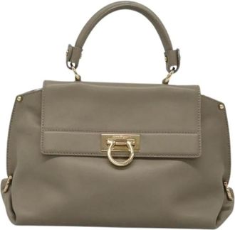 Ferragamo Pre-owned Handbags, female, Gray, Size: ONE SIZE Pre-owned Leather Handbag