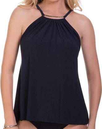 Magic Suit By Miraclesuit Golden Opportunity Marni High Neck Underwire Tankini Top In Navy