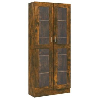 Berkfield Home Vitrine Cabinet Smoked Oak 82.5x30.5x185.5 cm Engineered Wood in Brown
