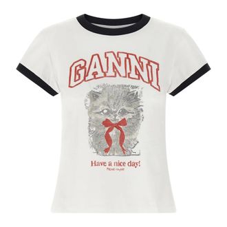 Ganni Mujer, Camisetas, Blanco, Talla: L