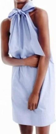 J.crew Oxford Tie Neck Halter Mini Dress In French Blue