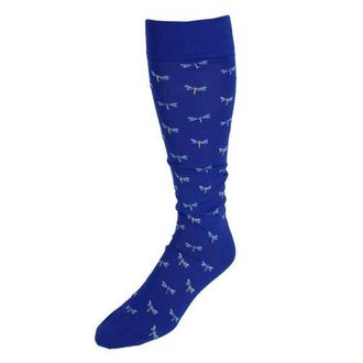 Trafalgar Store Renewal Dragonfly Novelty Over The Calf Pima Cotton Dress Sock in Clematis Blue at Nordstrom